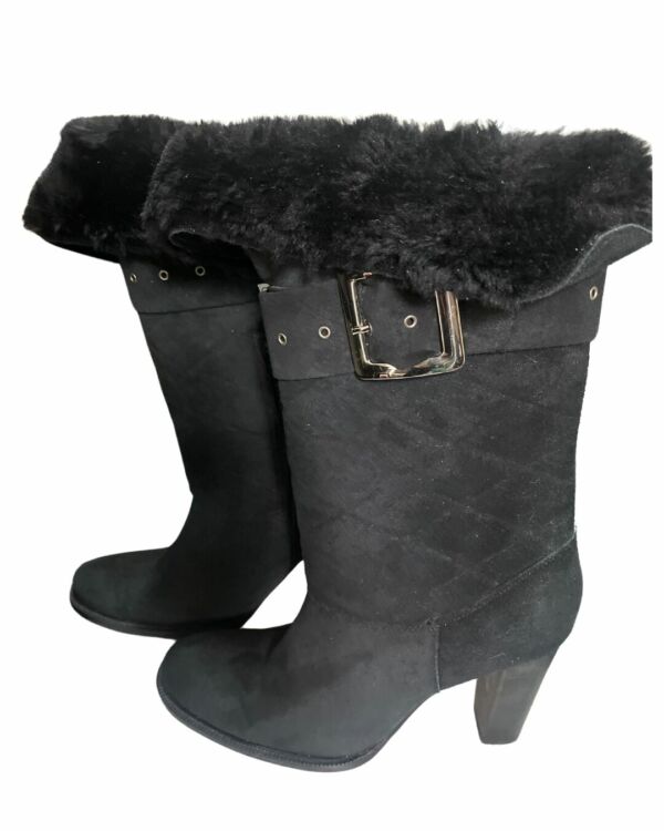 Bota Cano Longo Santa Lolla com Salto Quadrado e Vira de Pelúcia – Tm 37