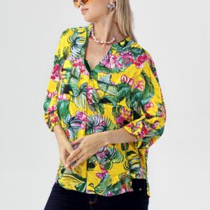 ✨ Camisa Amarela Estampada- Tm P – Cenarium ✨
