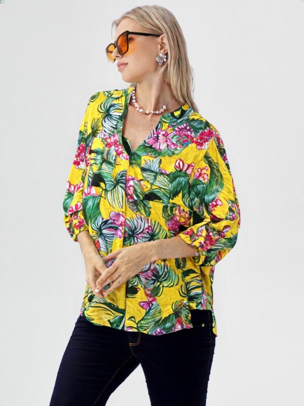 ✨ Camisa Amarela Estampada- Tm P – Cenarium ✨