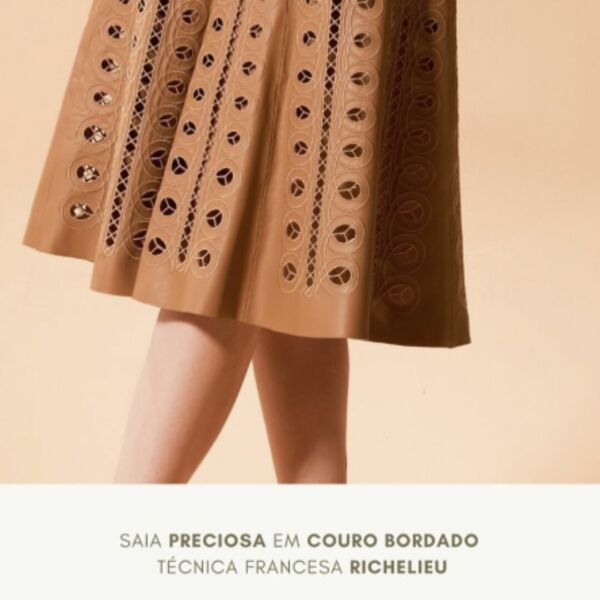 ✨Saia de couro trabalhado patricia mota - rosa - tamanho 38 - Image 4